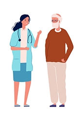 Illustration d'un médecin ayant une conversation avec son patient