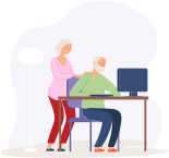 Illustration de personnes utilisant un ordinateur
