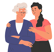 Illustratie van een vrouw die steun geeft