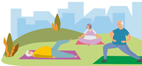Illustratie van mensen die yoga doen